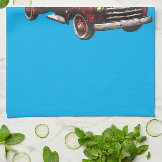 christmas, red, truck, vintage, geschirrtuch (Gefaltet)