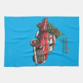 christmas, red, truck, vintage, geschirrtuch (Horizontal)