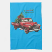 christmas, red, truck, vintage, geschirrtuch (Vertikal)