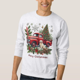 Christmas Red Truck with Dog and Christmas Tree  Sweatshirt