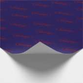 Christmas Red Typografy Pattern Blue Geschenkpapier (Ecke)