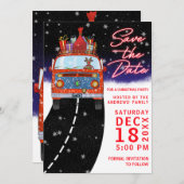Christmas Red Van Reindeer präsentiert Snowy Party Save The Date (Vorne/Hinten)