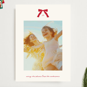 Christmas Red Vintag Bows Custom Foto Feiertagskarte