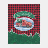 Christmas Red Vintag Truck Buffalo Karierter Name Fleecedecke (Vorderseite)