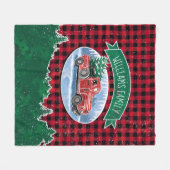Christmas Red Vintag Truck Buffalo Karierter Name Fleecedecke (Vorderseite (Horizontal))