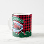 Christmas Red Vintag Truck Buffalo Karierter Name Kaffeetasse (Vorderseite Links)