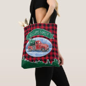 Christmas Red Vintag Truck Buffalo Karierter Name Tasche (Von Nahem)