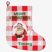 Christmas Red White Check  Großer Weihnachtsstrumpf (Vorderseite)