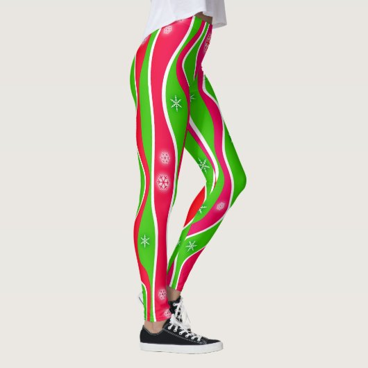 CHRISTMAS RED, WHITE & GREEN STRIPES LEGGINGS (Rechts)
