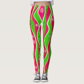 CHRISTMAS RED, WHITE & GREEN STRIPES LEGGINGS (Vorderseite)