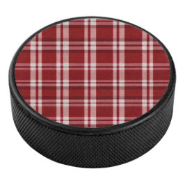 Christmas Red White Kariert Eishockey Puck