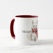 Christmas Red White Peppermint Fox Tasse (Vorderseite Links)