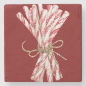 Christmas Red White Peppermint Steinuntersetzer (Vorderseite)