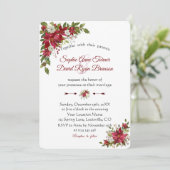 Christmas Red White Poinsettia Wedding Einladung (Stehend Vorderseite)