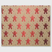 Christmas Red Wine Gingerbread Man Kraft Geschenkpapier (Flach)