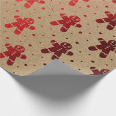 Christmas Red Wine Gingerbread Man Kraft Geschenkpapier (Ecke)
