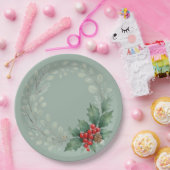 Christmas red winter berries and greenery pappteller (Party)