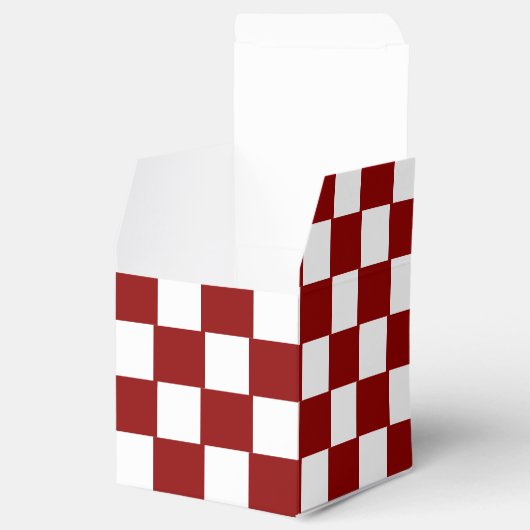 Christmas Red with White Square Pattern Classic Geschenkschachtel (Geöffnet)