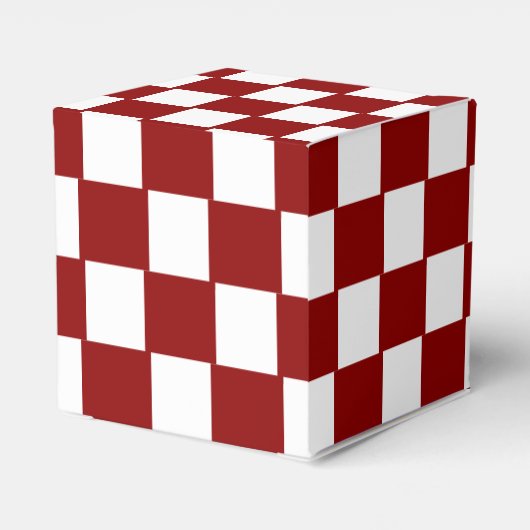 Christmas Red with White Square Pattern Classic Geschenkschachtel (Rückseite)