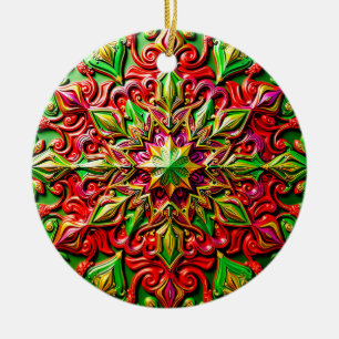 CHRISTMAS Red Yellow Green 3D Star ~ Keramik Ornament