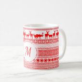 Christmas Rein Deer Lapland Pattern Monogram Tasse (VorderseiteRechts)