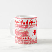 Christmas Rein Deer Lapland Pattern Monogram Tasse (Vorderseite Links)