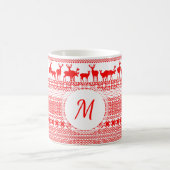 Christmas Rein Deer Lapland Pattern Monogram Tasse (Mittel)
