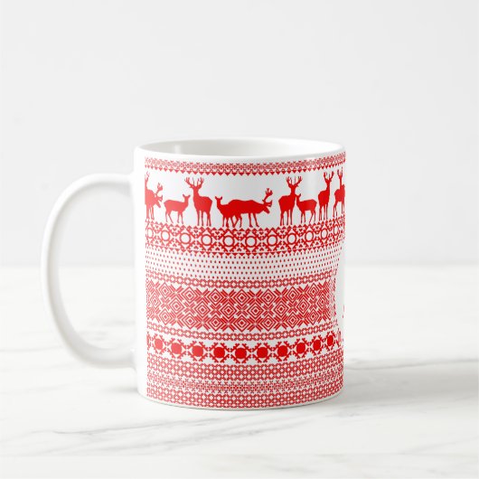 Christmas Rein Deer Lapland Pattern Monogram Tasse (Links)