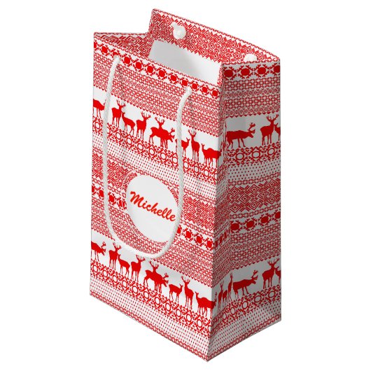 CHRISTMAS REIN DEER LAPLAND PATTERS Geschenktasche Kleine Geschenktüte (Vorderseite Schrägansicht)