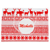 CHRISTMAS REIN DEER LAPLAND Red PATTERN Geschenkta Große Geschenktüte (Vorderseite)