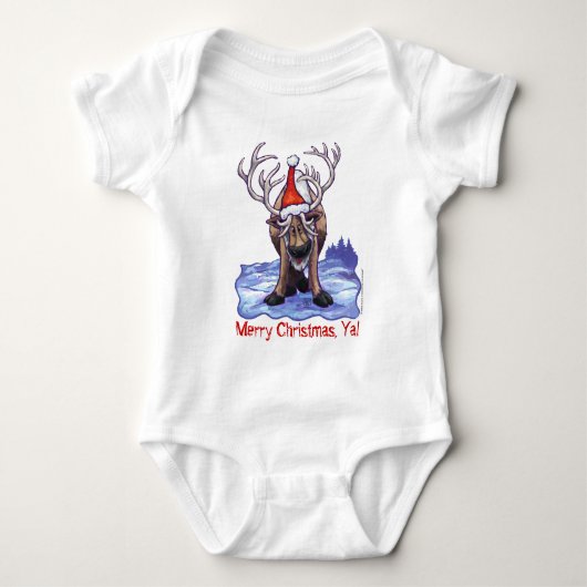 Christmas Reindeer Baby T-Shirt Baby Strampler (Vorderseite)
