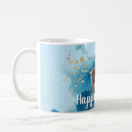Christmas Reindeer Blue Splash Kaffeetasse