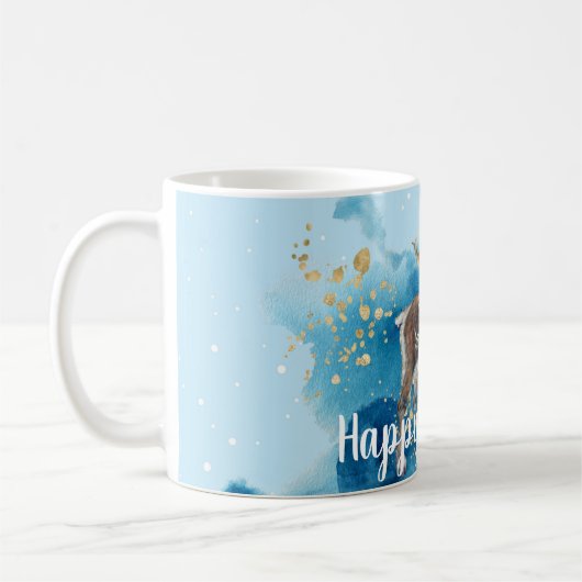 Christmas Reindeer Blue Splash Kaffeetasse (Links)
