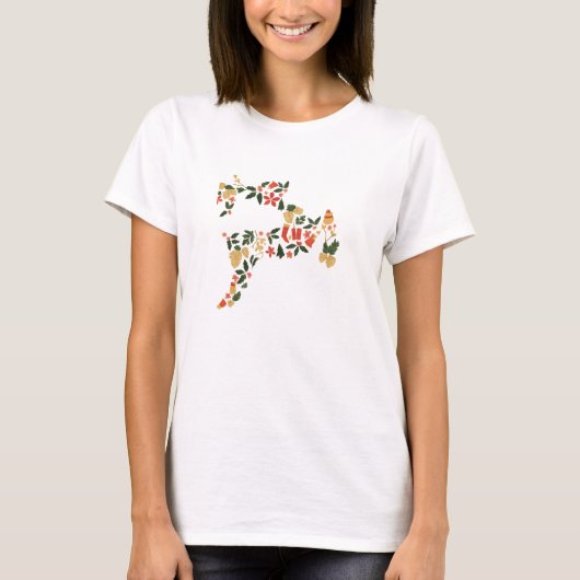 Christmas Reindeer Collage – Festive Holida T-Shirt (Vorderseite)