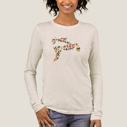 Christmas Reindeer Collage – Festive Holida Tri-Blend Shirt (Vorderseite)