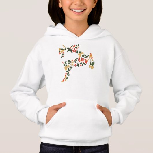 Christmas Reindeer Collage Hoodie – Festive Holida (Vorderseite)