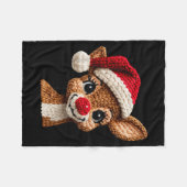 Christmas Reindeer Crochet Cute Merry Christmas Re Fleecedecke (Vorderseite (Horizontal))