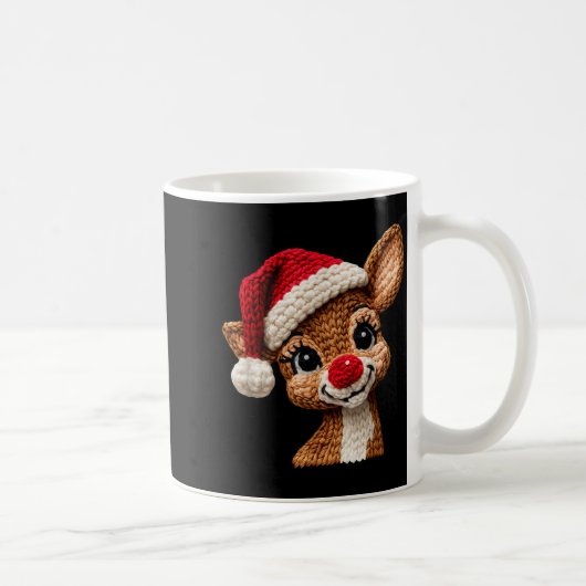 Christmas Reindeer Crochet Cute Merry Christmas Re Kaffeetasse (Rechts)