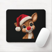Christmas Reindeer Crochet Cute Merry Christmas Re Mousepad (Mit Mouse)