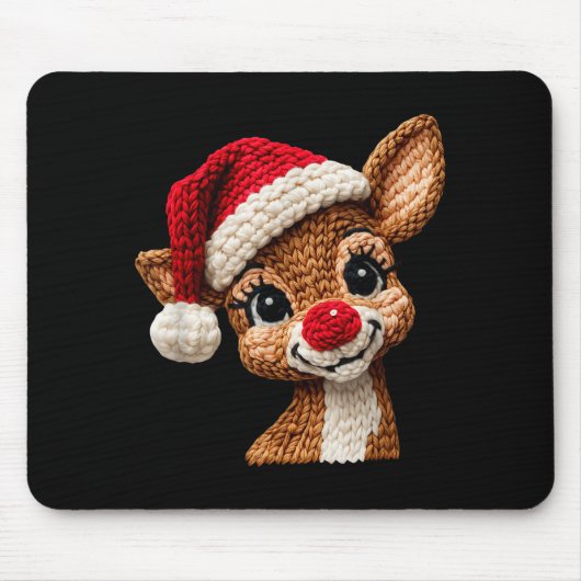 Christmas Reindeer Crochet Cute Merry Christmas Re Mousepad (Vorne)