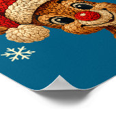 Christmas Reindeer Crochet Cute Merry Christmas Re Poster (Ecke)