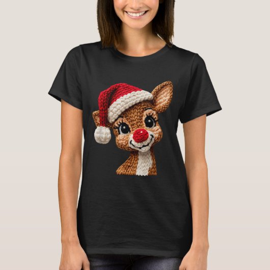 Christmas Reindeer Crochet Cute Merry Christmas Re T-Shirt (Vorderseite)