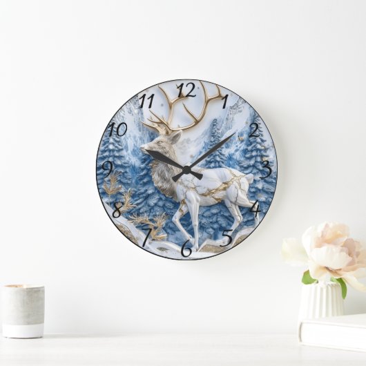 Christmas Reindeer Delight Décor Große Wanduhr (Zuhause)
