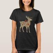 Christmas Reindeer Floral Art T-Shirt (Vorderseite)