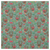 Christmas Reindeer Forest Green Stoff (Muster)