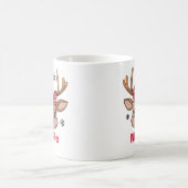 Christmas Reindeer Girl Red Polka Dot Bow Kaffeetasse (Mittel)