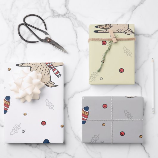 Christmas Reindeer Hats Pattern Geschenkpapier Set (Vorderseite)