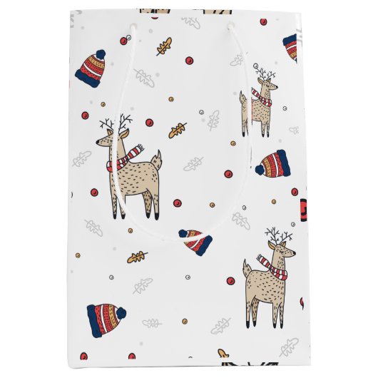 Christmas Reindeer Hats Pattern Mittlere Geschenktüte (Vorderseite)