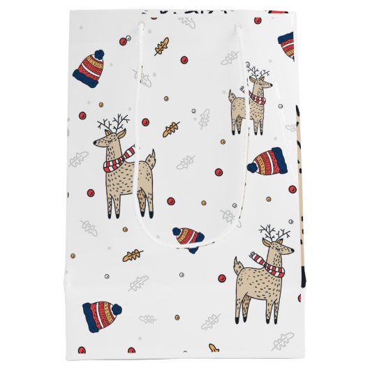 Christmas Reindeer Hats Pattern Mittlere Geschenktüte (Rückseite)