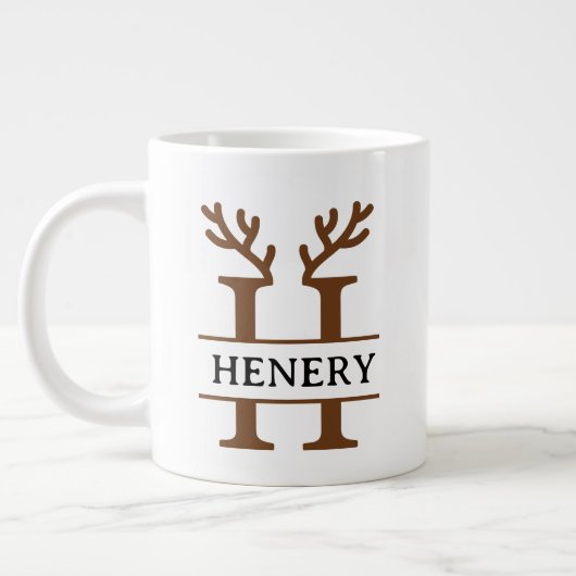 Christmas Reindeer holiday Mug, Custom winter  Jumbo-Tasse (Links)
